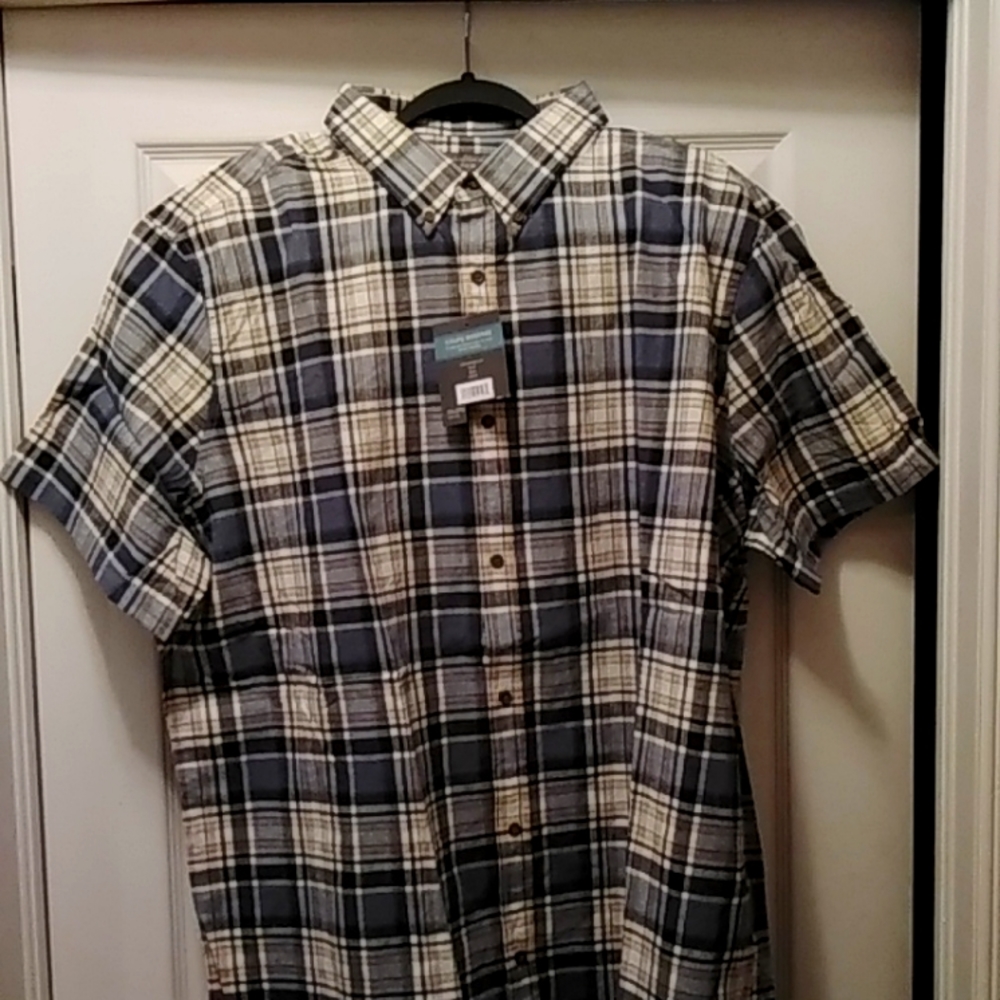 Men's Denver Hayes short sleeved button down collar plaid shirt